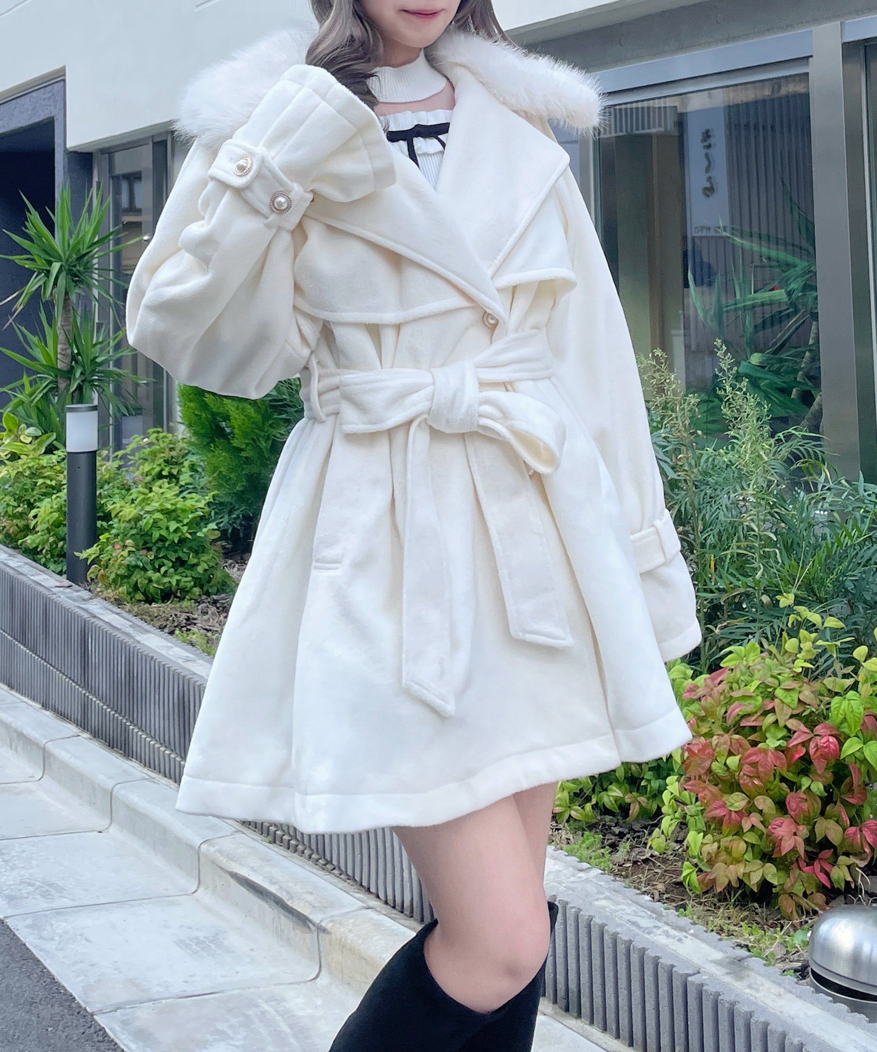 【極美品】leur logette ロングコート　ホワイト　2way UNTITLED｜2WAYスタンドカラーロングコート | Rakuten Fashion