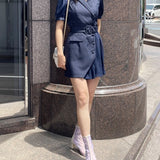 プリーツ異素材シアーテーラードワンピース
