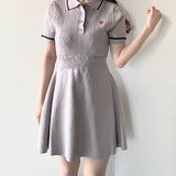 ケーブルポロニットワンピース
