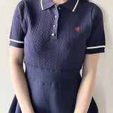 ケーブルポロニットワンピース