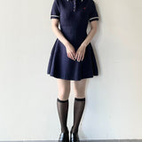 ケーブルポロニットワンピース