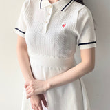 ケーブルポロニットワンピース