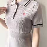 ケーブルポロニットワンピース