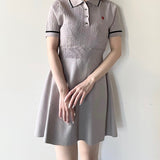 ケーブルポロニットワンピース