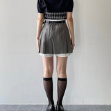 レイヤードシャツプリーツミニスカート