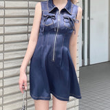 ノースリフロントジップワンピース