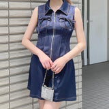 ノースリフロントジップワンピース