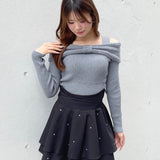 【予約商品 11月上旬発送】リボンオフショルニット