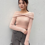 【予約商品 11月上旬発送】リボンオフショルニット