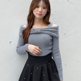 【予約商品 11月上旬発送】リボンオフショルニット