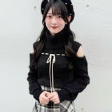 【予約商品10月中旬発送】ベロアリボンオフタートルニット