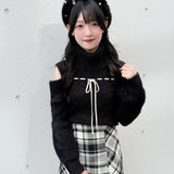 【予約商品10月中旬発送】ベロアリボンオフタートルニット