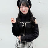 【予約商品10月中旬発送】ベロアリボンオフタートルニット