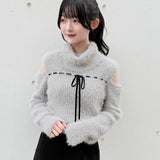 【予約商品10月中旬発送】ベロアリボンオフタートルニット