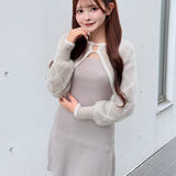 【予約商品11月中旬発送】ダイヤ柄シャギーボレロニットワンピース