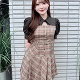 シャツドッキングプリーツミニワンピース