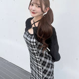 【予約商品10月下旬発送】シャギーボレロロングチェックワンピース