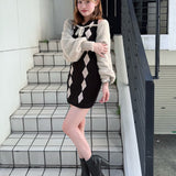 アーガイルニットワンピース×ボレロセット