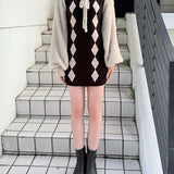 アーガイルニットワンピース×ボレロセット