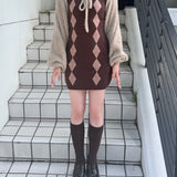 アーガイルニットワンピース×ボレロセット
