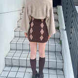 アーガイルニットワンピース×ボレロセット