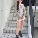 アーガイルニットワンピース×ボレロセット