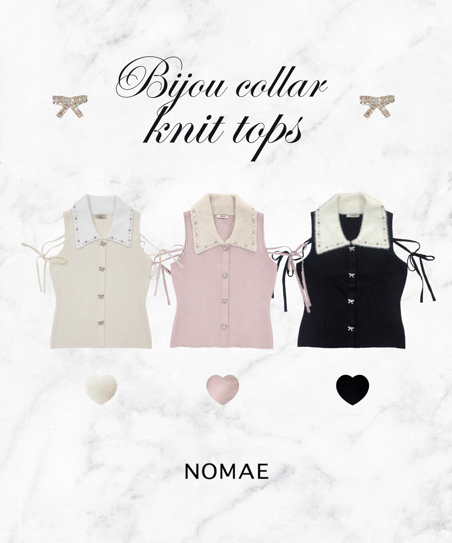【NOMAE】ビジューカラーニットトップス⟡.·