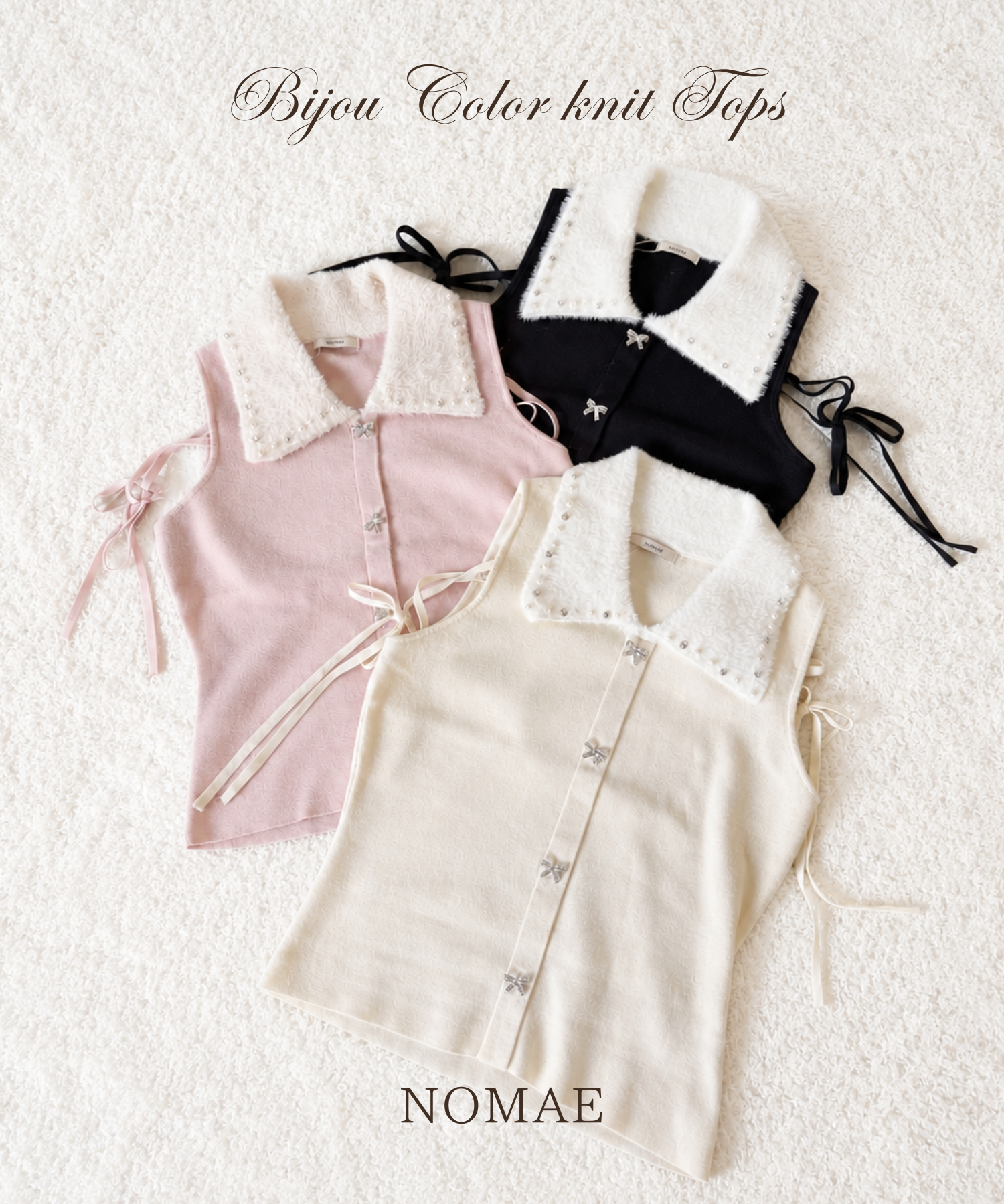 【NOMAE】一枚で華やかさ演出。 ビジューカラーニットトップス