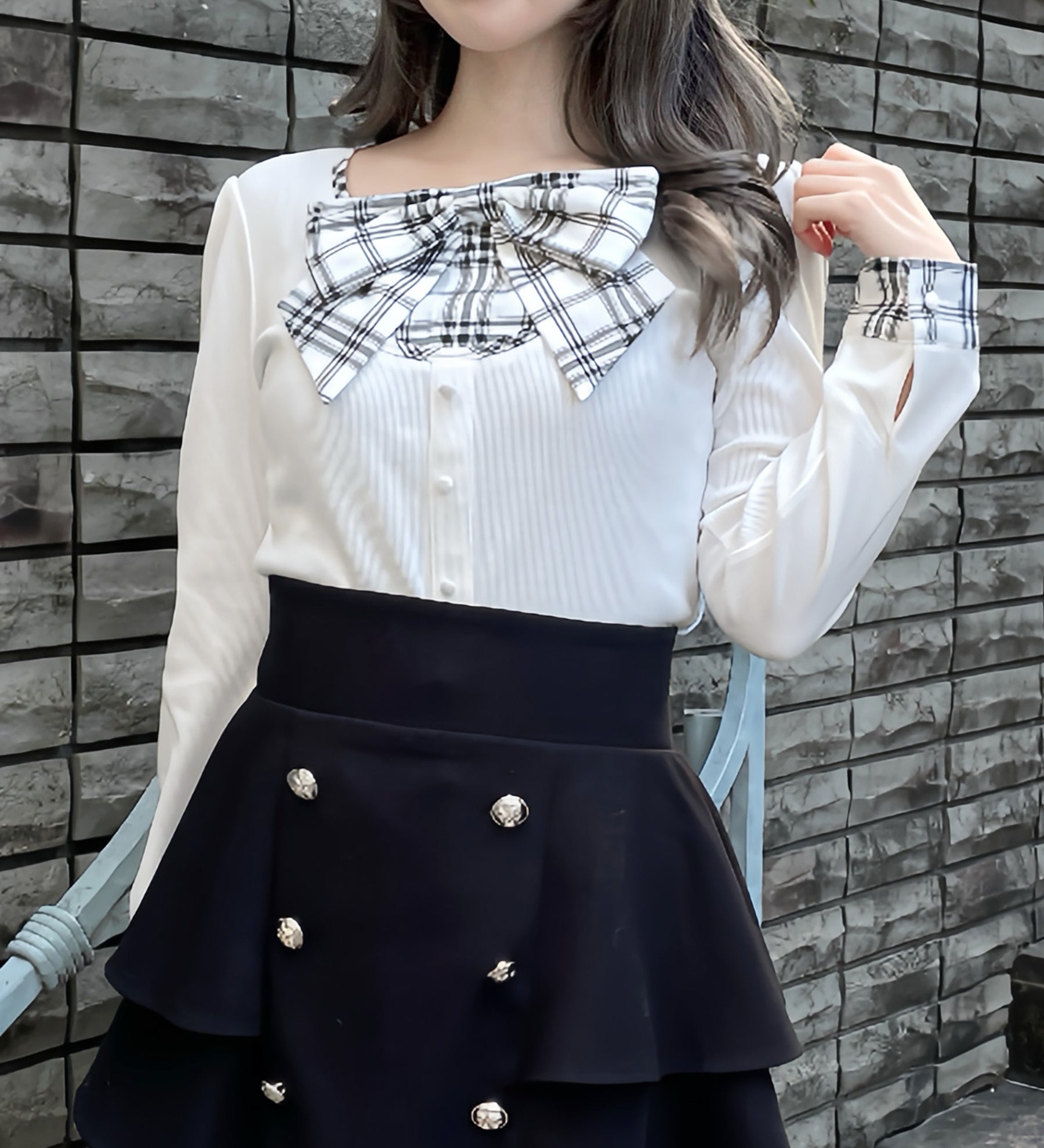 リボンレイヤードトップス