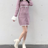 ファー付きパイピングワンピース