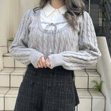 レイヤードケーブルニット