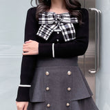 リボンレイヤードニット