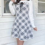 フロントアキリボンニットワンピース