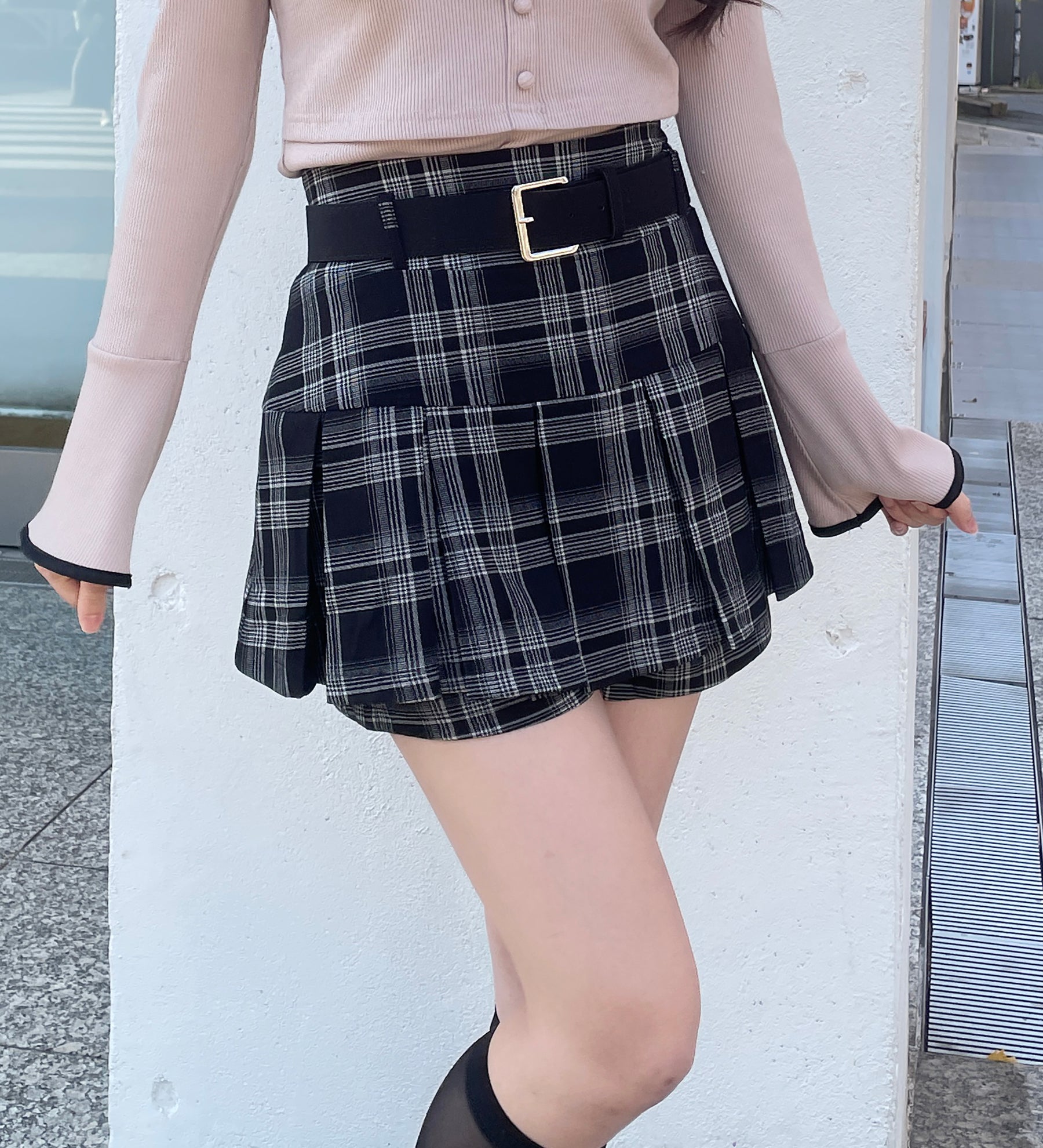 ベルト付きスカパン