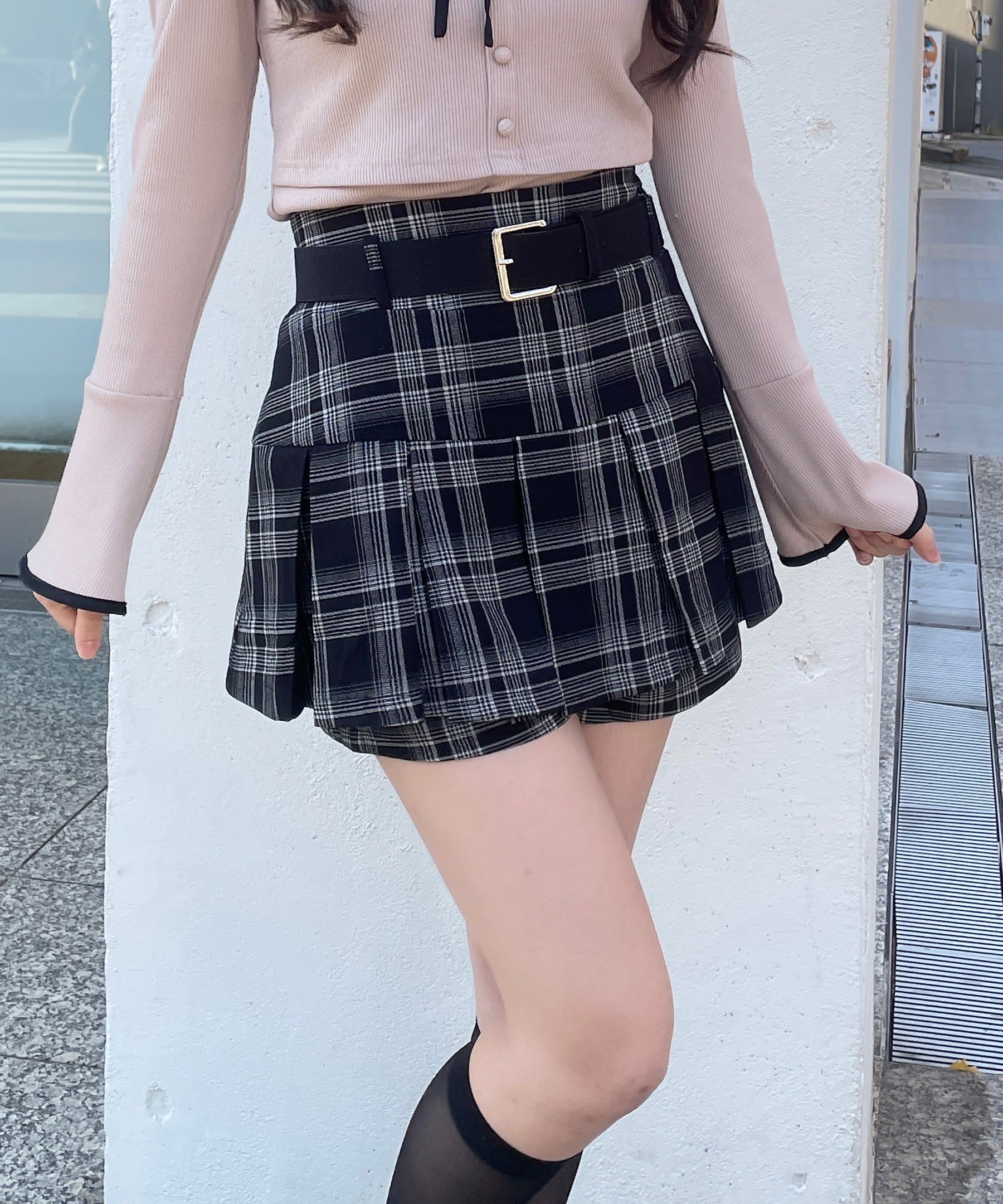 【abcボトムス10％割♡】ベルト付きスカパン