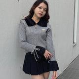 フェザー衿ZIPニット