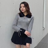 フェザー衿ZIPニット