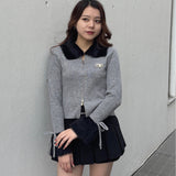 フェザー衿ZIPニット