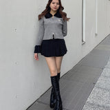 フェザー衿ZIPニット