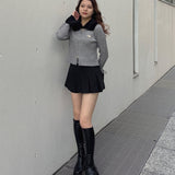 フェザー衿ZIPニット