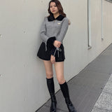 フェザー衿ZIPニット