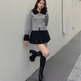 フェザー衿ZIPニット