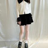 フェザー衿ZIPニット