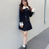 フェザー衿ZIPニット