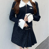 フェザー衿ZIPニット