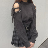 【予約商品 12月中旬発送】肩あきリボンニット