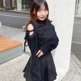 【予約商品 12月中旬発送】肩あきリボンニット