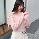 【予約商品 12月中旬発送】肩あきリボンニット