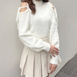 【予約商品 12月中旬発送】肩あきリボンニット