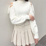 【予約商品 12月中旬発送】肩あきリボンニット